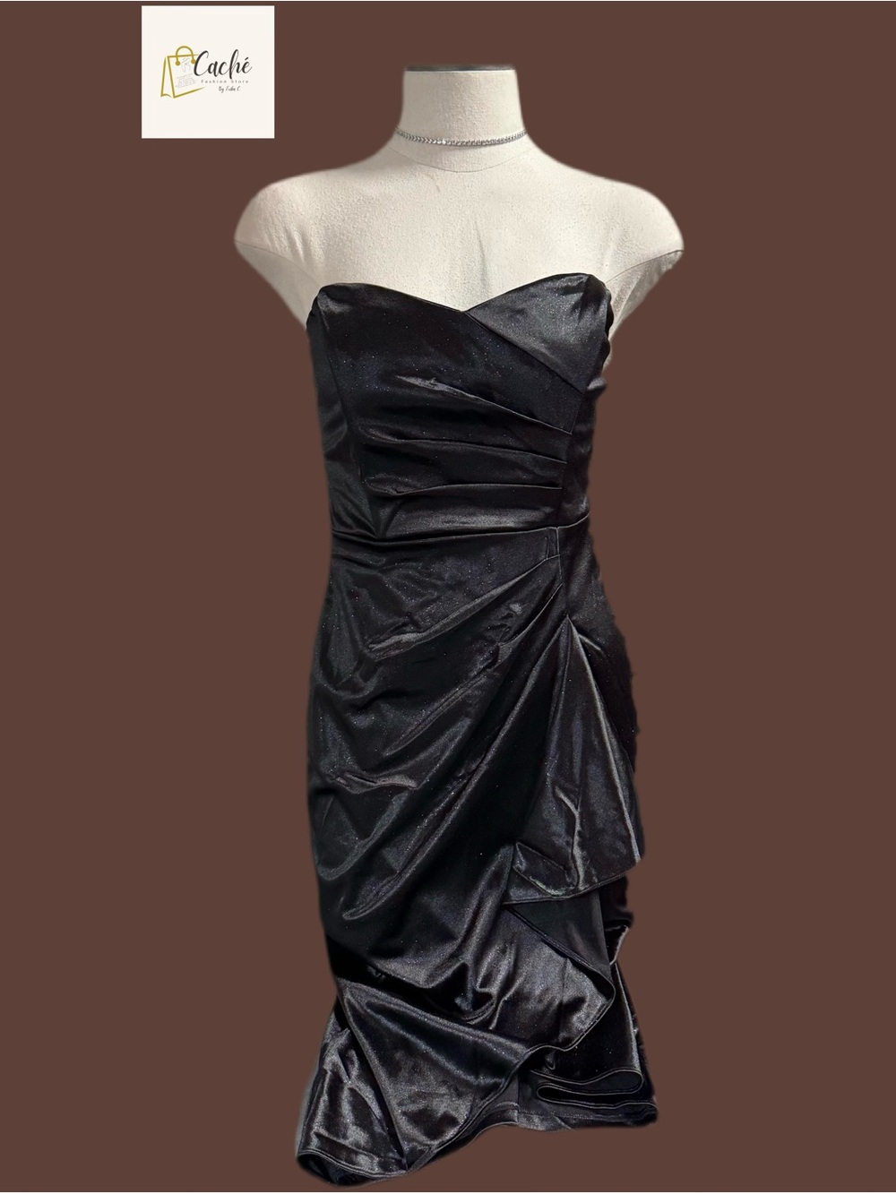 Symphony Strapless Black Shimmer Cocktail Dress